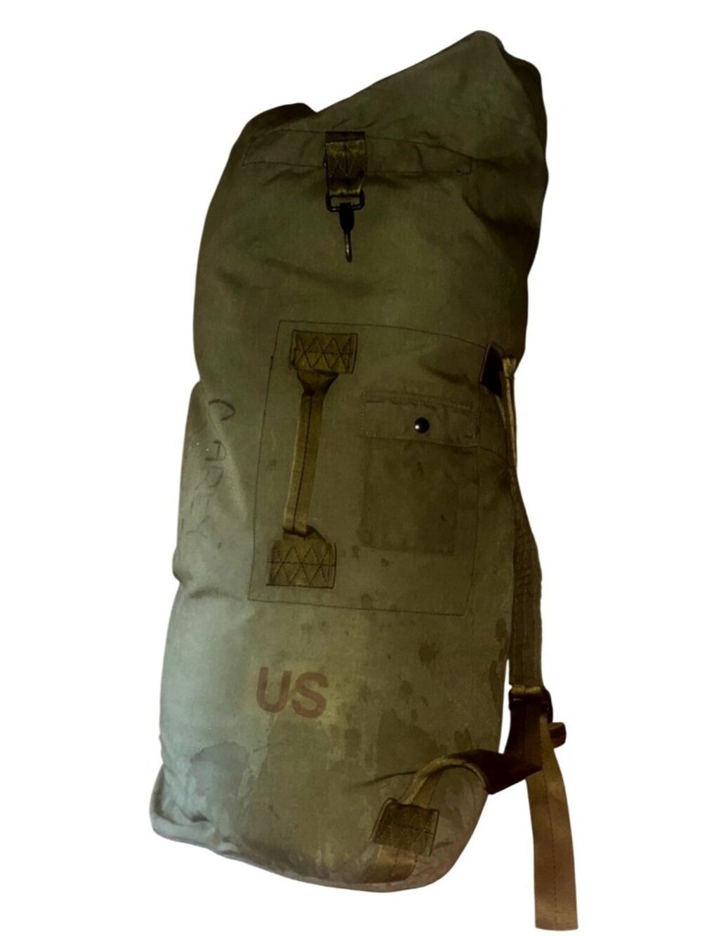 US Military Green Canvas Duffle Bag W/ Shoulder Strap Seamans Travel Gear - Picture 2 of 6